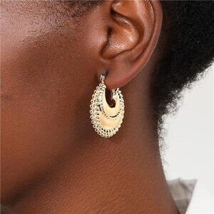 18K Gold-Plated Alloy Crescent Moon Hoop Earrings